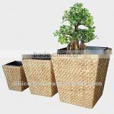 2012 Square Water Hyacinth Flower Basket Set 3 Pieces thumbnail-1