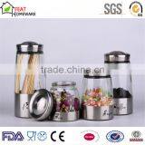 stainless steel covered glass coffee tea sugar canister