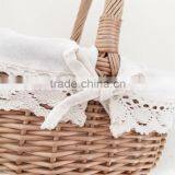 Vintage Handled Multipurpose Wicker Basket With Liner thumbnail-3