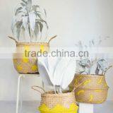 Seagrass Belly Basket With Handpainted Star Decoration