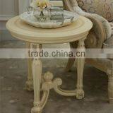 Ivory Cream Color Antique Wooden Hand Carved Fancy Round Coffee Table - BF07-70354S thumbnail-1