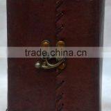 Handmade Vintage Side Stitch Leather Diary With Clasp thumbnail-1