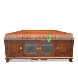 Tv Stand Corner Solid Teak Wood Mode Brown Color thumbnail-2