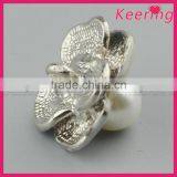 Decorative Fashionable Alloy Flower Pearl Metal Rhinestone Button WBK--1494 thumbnail-2