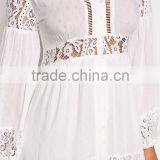 Off White Lace Trim Button Down Maxi Dress Long Frock Design HSd5221 thumbnail-5