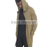 Open Front Long Sleeve Men's Elongated Hoody Coat Attached Hood Made in China Factory thumbnail-2