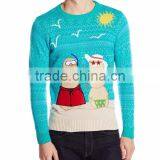 Men Light Blue Sweater Snowman Couple Pattern Ugly Christmas Sweater thumbnail-1