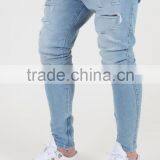 New Fashion Mens Blue Drop Baggy Pants Distressed Crotch Jeans Trousers thumbnail-2
