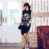 Navy Blue Sleeveless Dresses thumbnail-3