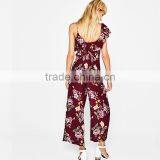 2017 Hot Sale Woman Floral Printed, Sexy Irregular Sleeve Jumpsuits thumbnail-4