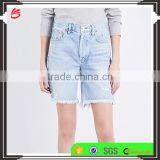 2017 Hot Sale OEM Fashion Style High-rise Cotton Boyfriend Blue Denim Jeans Shorts thumbnail-1