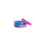 Personalised Silk Printed Silicone Wristband Bracelets Custom For Girls , Pink / Blue