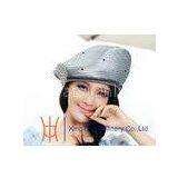 Beautiful Polyester Trendy Satin Ribbon Hats for Kentucky Derby , Silver / White thumbnail-1