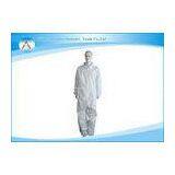 White Waterproof Non Woven Disposable Coveralls With Elastic Cuffs + Front Zipper thumbnail-1
