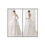 Satin Strapless Sweep Train Wedding Dresses Open Back Full Skirt Wedding Dress thumbnail-1