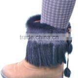 YR761 Fashion Natural Brown Rabbit Fur Leg Warmer thumbnail-1