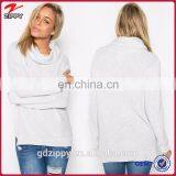 New Arrival Long Sleeve Loose High Necklin White Wholesale Jumper thumbnail-1