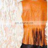 2015 New Style Sleeveless Tassels Women PU Leather Jacket thumbnail-6