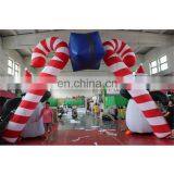 Newly Christmas Festival Event Entrance Decoration Inflatable Cartoon Candy Stick Arch With Gift Box
