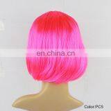Cheap Short Straight Pink Synthetic Bob Women Party Wig thumbnail-3
