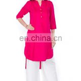 Designer High Low Hem front with Buttons 100% viscose fabric lady tunic kurta manufacturer
