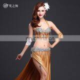 High-grade 5pcs Hot Stamping Ice Silk Bellydance Costume With Handmade Bell thumbnail-4