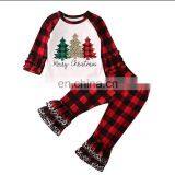 Baby Girl Ruffle Clothing Set Cow Christmas Tree Print Kids Girl Boutique Outfit Icing Ruffle Sleeve T-shirt 2pcs thumbnail-3