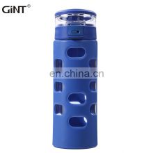 GiNT 580ml Custom Colors Available Glass Water Cup Anti-scald Glass Silicone Sleeve Water Bottle for Water