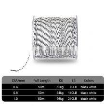 New 12 Strands 50m PE Jig Assist Fishing Line Black&White Color Carp Fishing Hook Links High Intensity Fishing Line thumbnail-4
