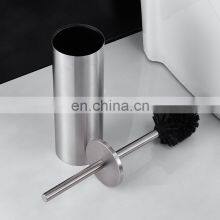 Black Luxury Bathroom Large Cheap Eco Friendly Modern Hotel Designer Clean Round Stainless Steel Toilet Brush thumbnail-2