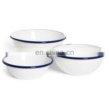 3pcs Unique Size Assorted Airtight Enamel Dotting Salad Storage Bowl Set