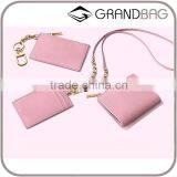 Pink Color GENUINE CALF LEATHER CHANGE BAG COIN PURSE Card Holder With STRAP and Zip thumbnail-1
