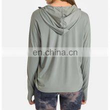 New Outdoor Rash Guard Custom Logo Sportswear Hoodie Jogger Suits Wome Thumb Hole Sun Protection Clothing Yoga Jacket thumbnail-4