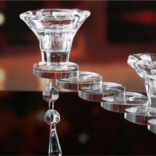 European Crystal Candlestick Holder 3 Heads Candle Holder Wedding Hotel Supplies Crystal Glass Candle Holder thumbnail-2