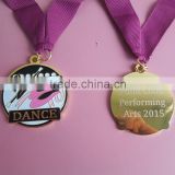 pink dance shoes gold medals with ribbon, performing arts souvenir gifts medals