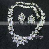 Flower Design Wedding Women Gold Zircon Jewelry Set thumbnail-5
