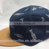 Blank Cotton Twill 5 Panel Print Flat Suede Brim Strap Back Cap thumbnail-2