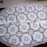 Tablecloth Floral Embroidery With Lacey Edge