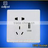 New Design Wallpad High Quality White PC110~250V Electrical Wall Socket With Usb Charger Port USB Power Wall Light Socket EU UK thumbnail-1