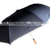 Cheap Folded 27 Inch Wooden Handle 2 Folding Umbrella thumbnail-3