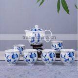 Chinese Style 7 Pieces Blue and White Porcelain Tea Set thumbnail-2