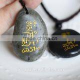 Exquisitely Engraving Carving Type Handmade Natural Stone Pendant Necklace Folk Art Style Reiki Stone Praying Mani Stone Pendant thumbnail-6