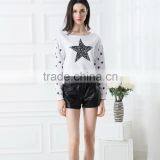 NEW ARRIVAL Long Sleeve Tops With Black Stars Shirt for Woman OEM Tops Cheap Price thumbnail-1