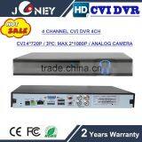 RS485 USB interface 4 channel hd cvi dvr 720p with 2 sata hdd