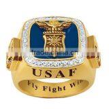SRR0003 Cheap Wholesale USA Military Ring Gold Plated Army Memorial Jewelry Surgical Stainless Steel Ring thumbnail-1