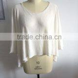 16JWP001 100%linen Woman Knitted Short Poncho