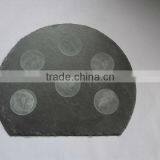 100% Natural Black Slate Candle Holder With Semi Circle Designs thumbnail-1