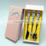 Ceramic Handle Stainless Steel Set Spoon and Fork Set thumbnail-2