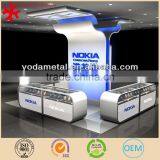 Wooden Glass Cell Mobile Phone Display Cabinet With Adverting Board