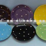 Round Restaurant Ceramic Fruit Plates Dishes With White Dots thumbnail-1